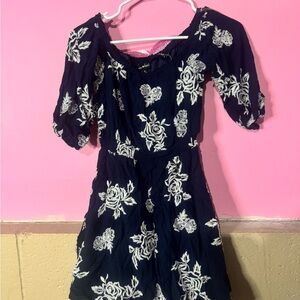 Sequin Hearts Navy and White Floral Mini Dress